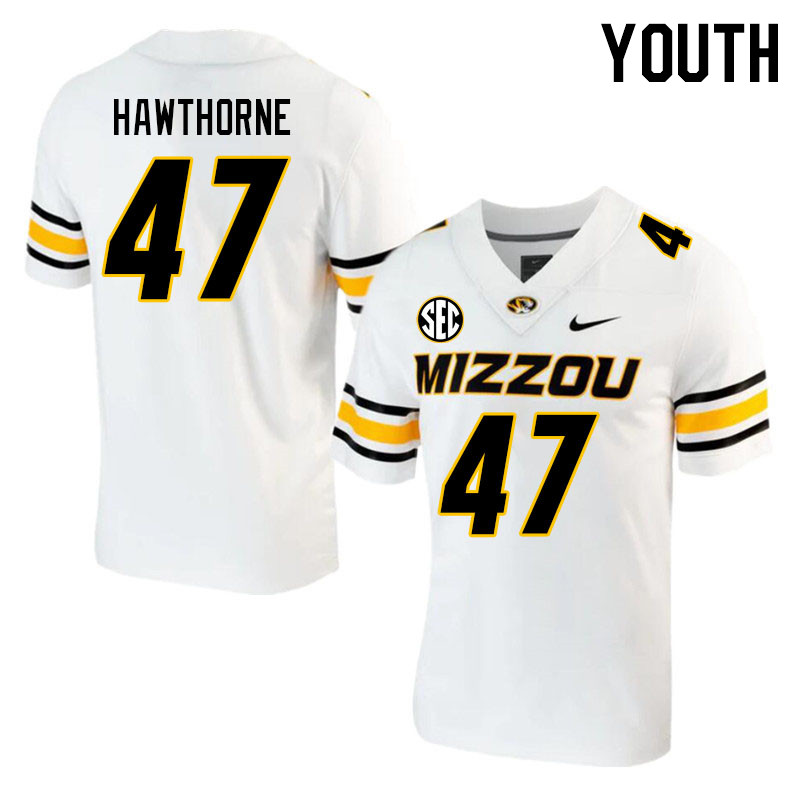 Youth #47 Daniel Hawthorne Missouri Tigers College 2023 Football Stitched Jerseys Sale-White